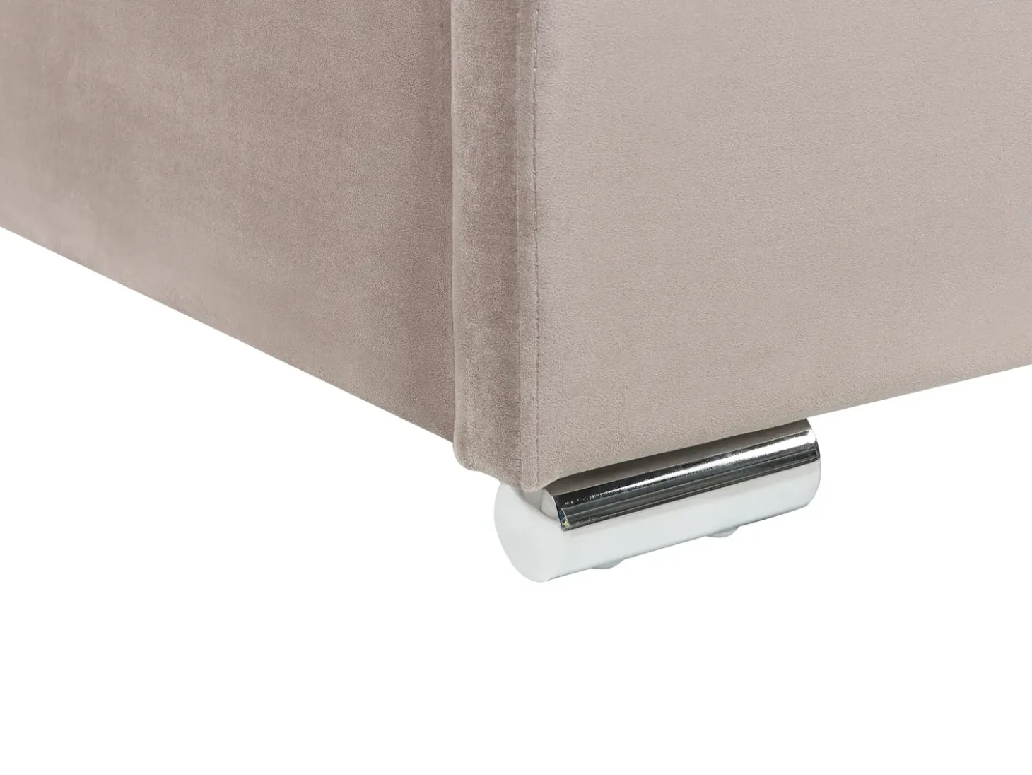 Outlet ROUEN Welur Beżowoszary 180 x 200 cm Łóżka Tapicerowane|Łóżka Podwójne