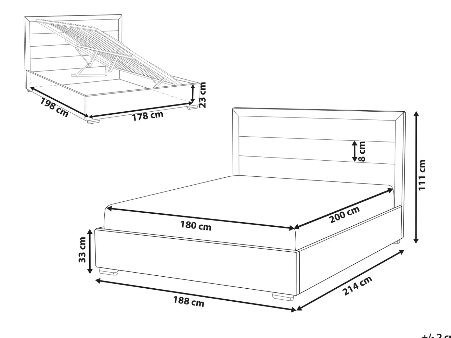 Outlet ROUEN Welur Beżowoszary 180 x 200 cm Łóżka Tapicerowane|Łóżka Podwójne