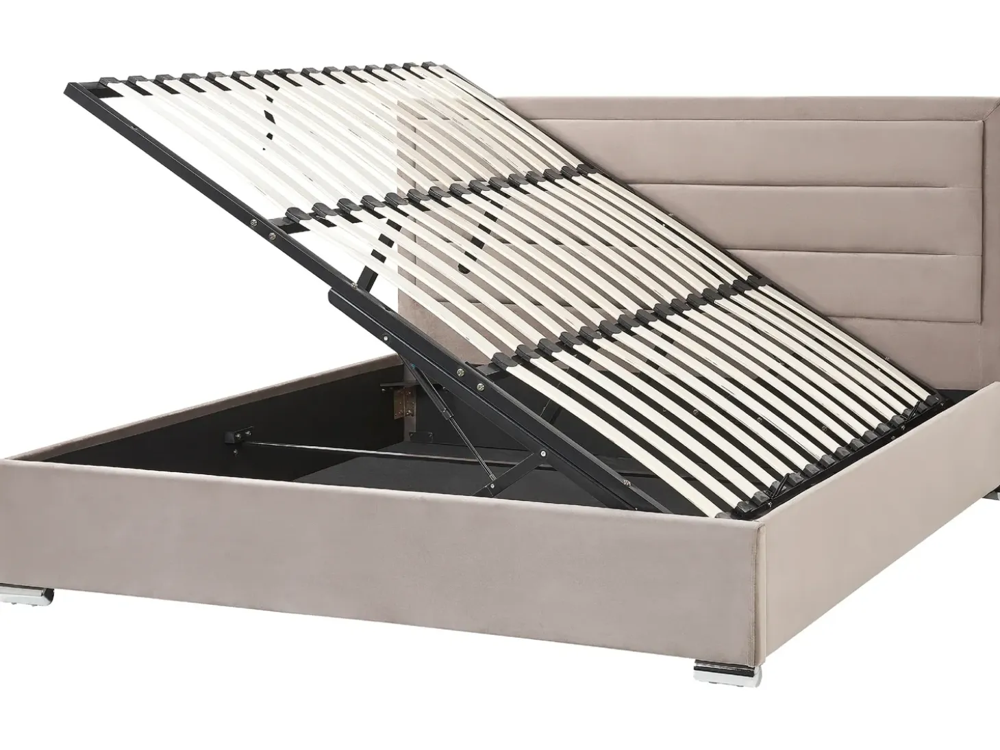 Outlet ROUEN Welur Beżowoszary 180 x 200 cm Łóżka Tapicerowane|Łóżka Podwójne