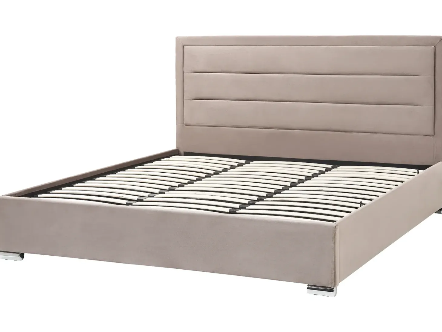 Outlet ROUEN Welur Beżowoszary 180 x 200 cm Łóżka Tapicerowane|Łóżka Podwójne