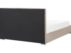 Outlet ROUEN Welur Beżowoszary 180 x 200 cm Łóżka Tapicerowane|Łóżka Podwójne