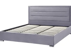 Outlet ROUEN Welur Ciemno 180 x 200 cm Łóżka Tapicerowane|Łóżka Podwójne