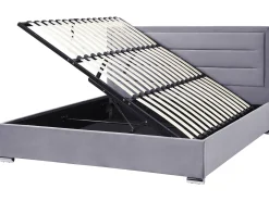 Outlet ROUEN Welur Ciemno 180 x 200 cm Łóżka Tapicerowane|Łóżka Podwójne