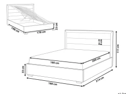 Outlet ROUEN Welur Ciemno 180 x 200 cm Łóżka Tapicerowane|Łóżka Podwójne