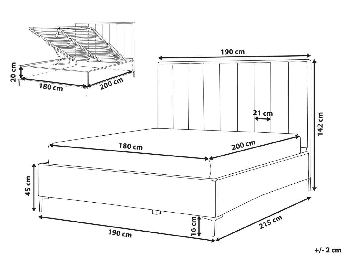 Hot Łóżko z pojemnikiem SEZANNE Welur Granatowy 180 x 200 cm Łóżka Tapicerowane|Łóżka Podwójne