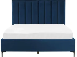 Best Łóżko z pojemnikiem SEZANNE Welur Granatowy 140 x 200 cm Łóżka Tapicerowane|Łóżka Podwójne