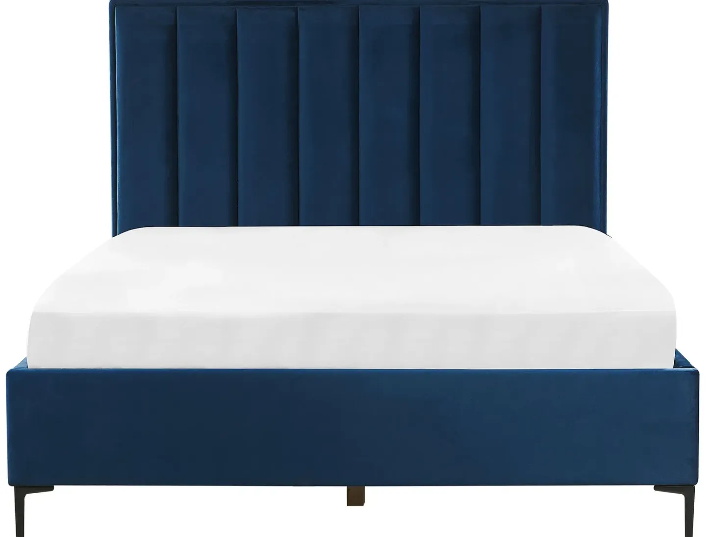 Best Łóżko z pojemnikiem SEZANNE Welur Granatowy 140 x 200 cm Łóżka Tapicerowane|Łóżka Podwójne