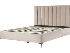 Discount SEZANNE Welur Beżowoszary 180 x 200 cm Łóżka Tapicerowane|Łóżka Podwójne