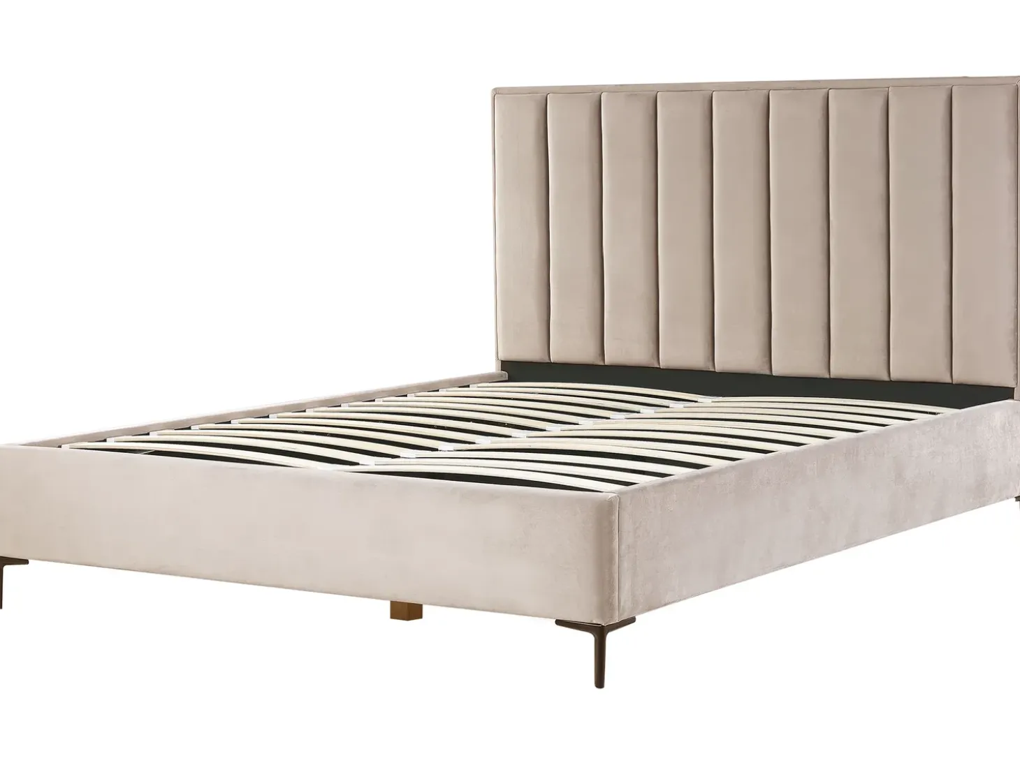 Discount SEZANNE Welur Beżowoszary 180 x 200 cm Łóżka Tapicerowane|Łóżka Podwójne
