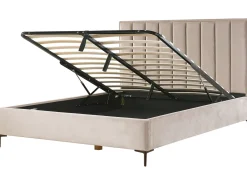 Discount SEZANNE Welur Beżowoszary 180 x 200 cm Łóżka Tapicerowane|Łóżka Podwójne