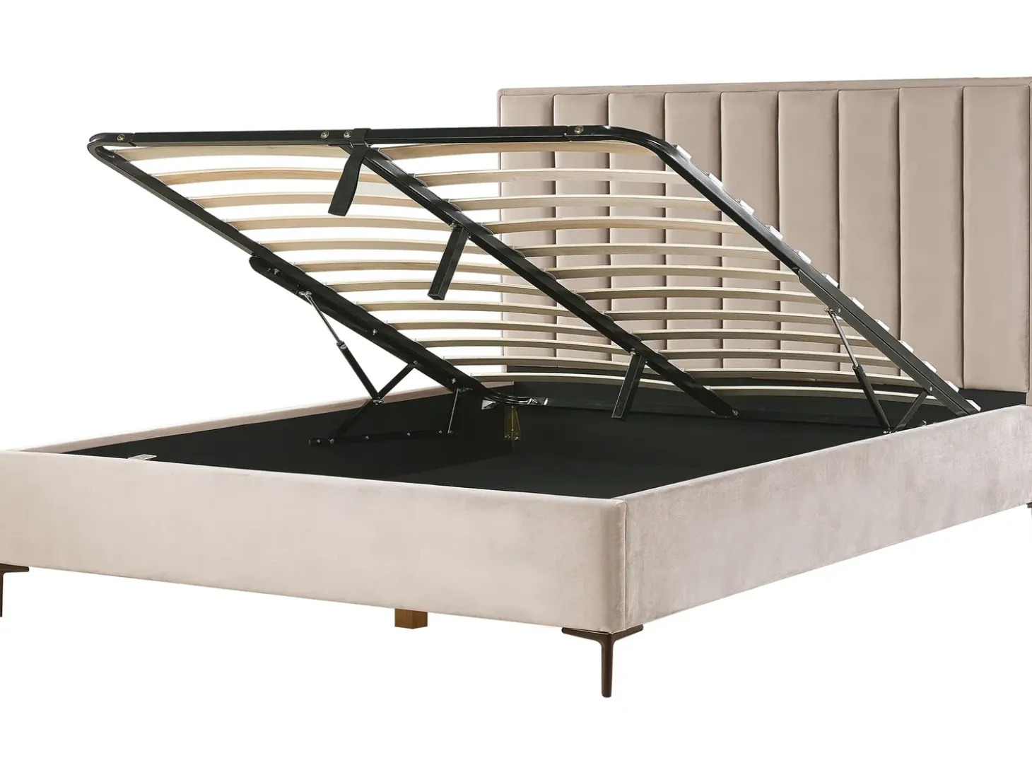 Discount SEZANNE Welur Beżowoszary 180 x 200 cm Łóżka Tapicerowane|Łóżka Podwójne