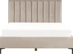Discount SEZANNE Welur Beżowoszary 180 x 200 cm Łóżka Tapicerowane|Łóżka Podwójne