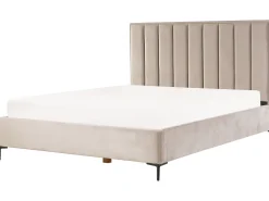 Discount SEZANNE Welur Beżowoszary 180 x 200 cm Łóżka Tapicerowane|Łóżka Podwójne