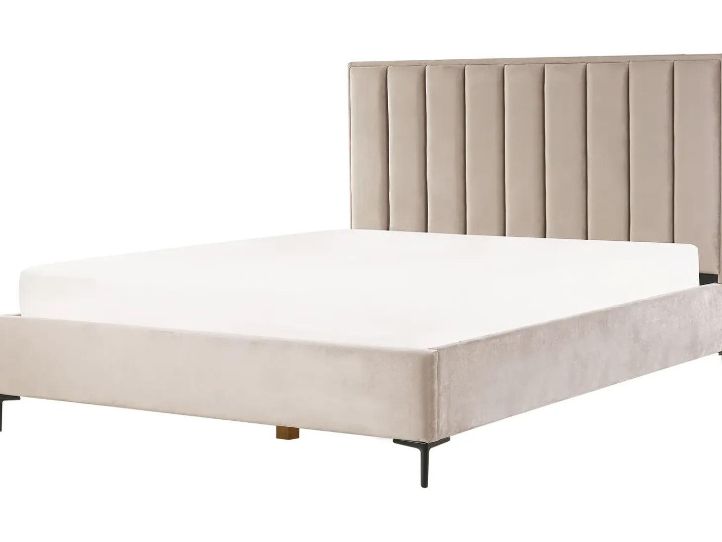 Discount SEZANNE Welur Beżowoszary 180 x 200 cm Łóżka Tapicerowane|Łóżka Podwójne
