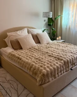 Hot Łóżko z pojemnikiem VAUCLUSE Boucle 180 x 200 cm Łóżka Tapicerowane|Łóżka Podwójne