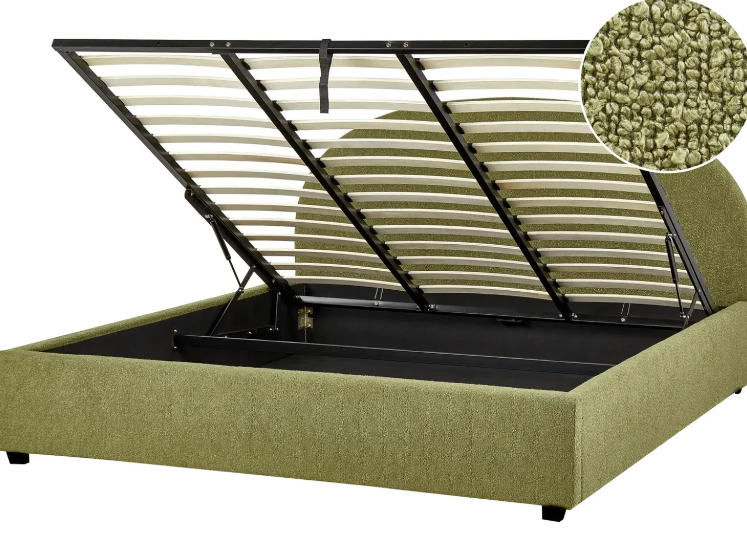 Discount VAUCLUSE Boucle Oliwkowy 180 x 200 cm Łóżka Tapicerowane|Łóżka Podwójne