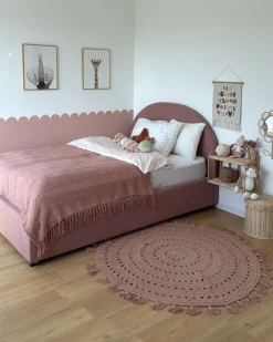Online VAUCLUSE Boucle Pastelowy róż 140 x 200 cm Łóżka Tapicerowane|Łóżka Podwójne