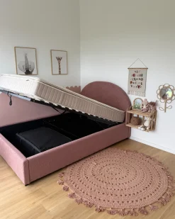 Online VAUCLUSE Boucle Pastelowy róż 140 x 200 cm Łóżka Tapicerowane|Łóżka Podwójne