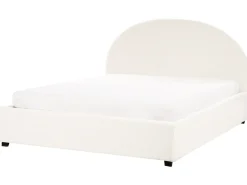 Outlet VAUCLUSE Boucle Złamana biel 160 x 200 cm Łóżka Tapicerowane|Łóżka Podwójne