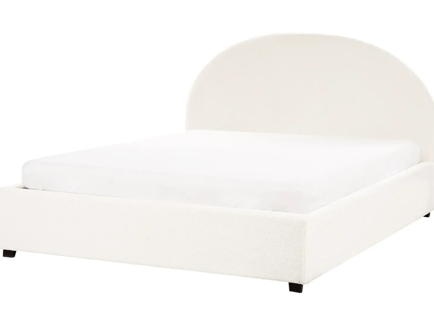 Outlet VAUCLUSE Boucle Złamana biel 160 x 200 cm Łóżka Tapicerowane|Łóżka Podwójne