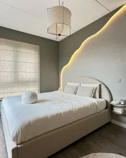 Sale Łóżko z pojemnikiem VAUCLUSE Piaskowy 180 x 200 cm Łóżka Tapicerowane|Łóżka Podwójne