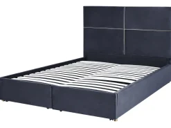 Clearance Łóżko z pojemnikiem VERNOYES Welur Czarny 160 x 200 cm Łóżka Tapicerowane|Łóżka Podwójne
