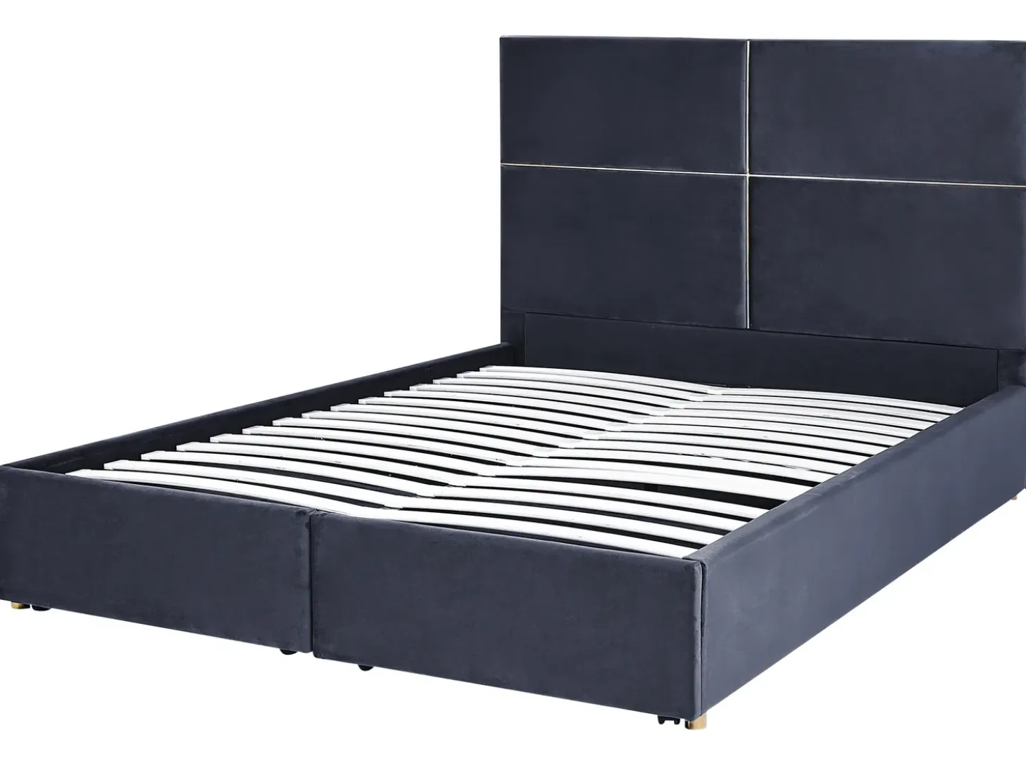 Clearance Łóżko z pojemnikiem VERNOYES Welur Czarny 160 x 200 cm Łóżka Tapicerowane|Łóżka Podwójne