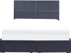 Clearance Łóżko z pojemnikiem VERNOYES Welur Czarny 160 x 200 cm Łóżka Tapicerowane|Łóżka Podwójne