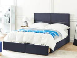 Clearance Łóżko z pojemnikiem VERNOYES Welur Czarny 160 x 200 cm Łóżka Tapicerowane|Łóżka Podwójne