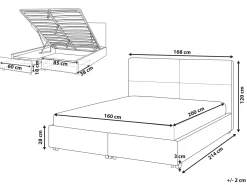 Clearance Łóżko z pojemnikiem VERNOYES Welur Czarny 160 x 200 cm Łóżka Tapicerowane|Łóżka Podwójne