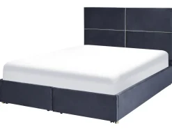 Clearance Łóżko z pojemnikiem VERNOYES Welur Czarny 160 x 200 cm Łóżka Tapicerowane|Łóżka Podwójne