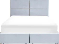 Discount Łóżko z pojemnikiem VERNOYES Welur Jasnoszary 160 x 200 cm Łóżka Tapicerowane|Łóżka Podwójne