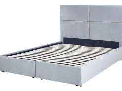 Discount Łóżko z pojemnikiem VERNOYES Welur Jasnoszary 160 x 200 cm Łóżka Tapicerowane|Łóżka Podwójne