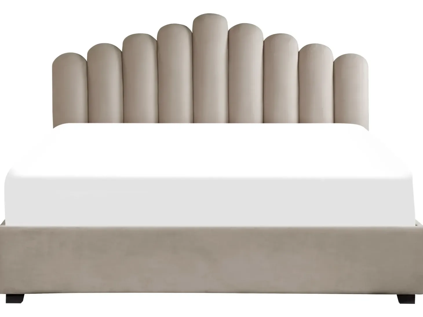 Hot VINCENNES Welur Beżowoszary 180 x 200 cm Łóżka Tapicerowane|Łóżka Podwójne