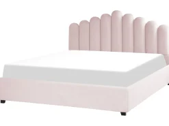 New VINCENNES Welur Pastelowy róż 180 x 200 cm Łóżka Tapicerowane|Łóżka Podwójne