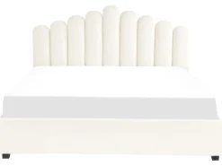 VINCENNES Welur Złamana biel 180 x 200 cm Łóżka Tapicerowane|Łóżka Podwójne