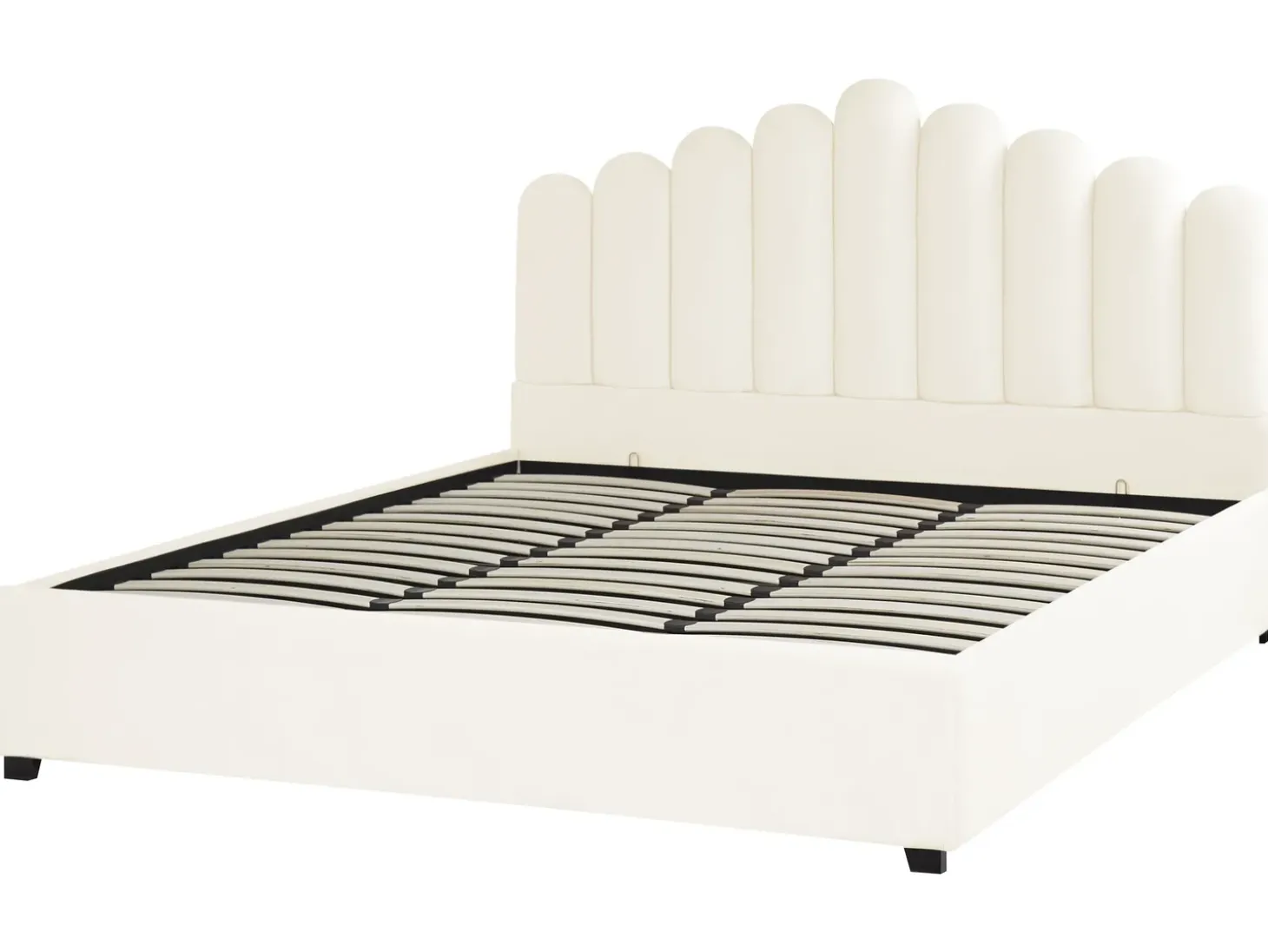 VINCENNES Welur Złamana biel 180 x 200 cm Łóżka Tapicerowane|Łóżka Podwójne