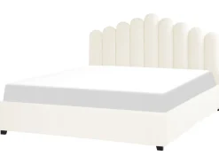 VINCENNES Welur Złamana biel 180 x 200 cm Łóżka Tapicerowane|Łóżka Podwójne