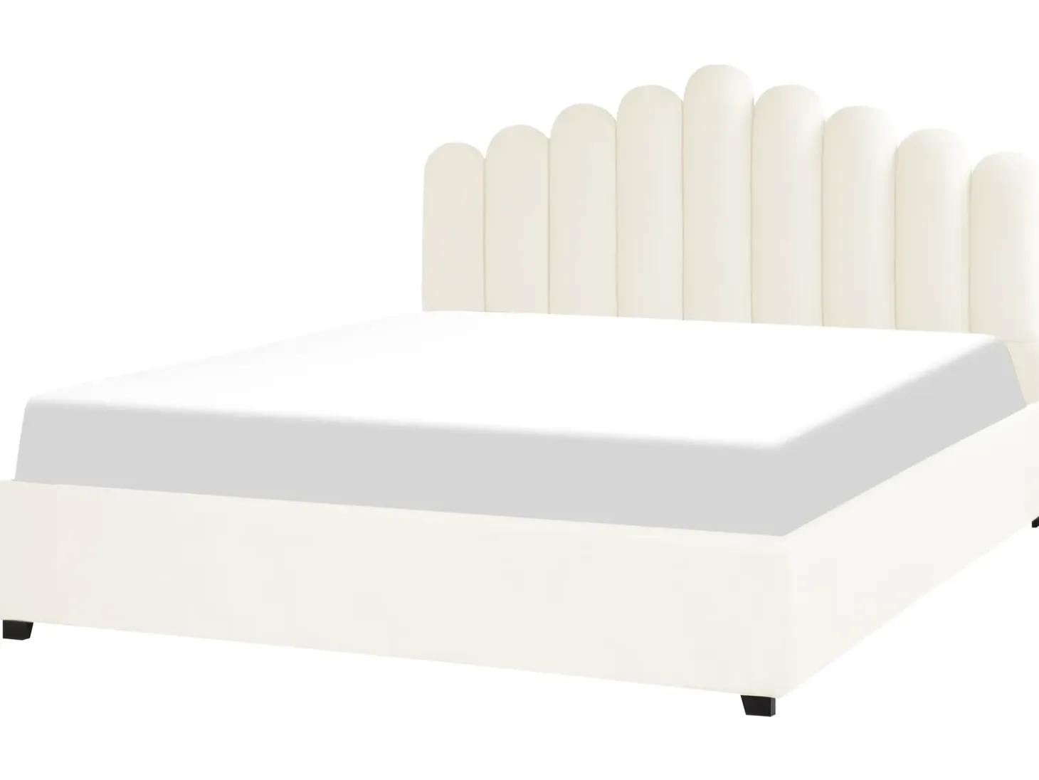 VINCENNES Welur Złamana biel 180 x 200 cm Łóżka Tapicerowane|Łóżka Podwójne