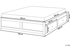 Discount Łóżko z szufladami bez zagłówka BRUX 180 x 200 cm Łóżka Podwójne|Łóżka Z Pojemnikiem