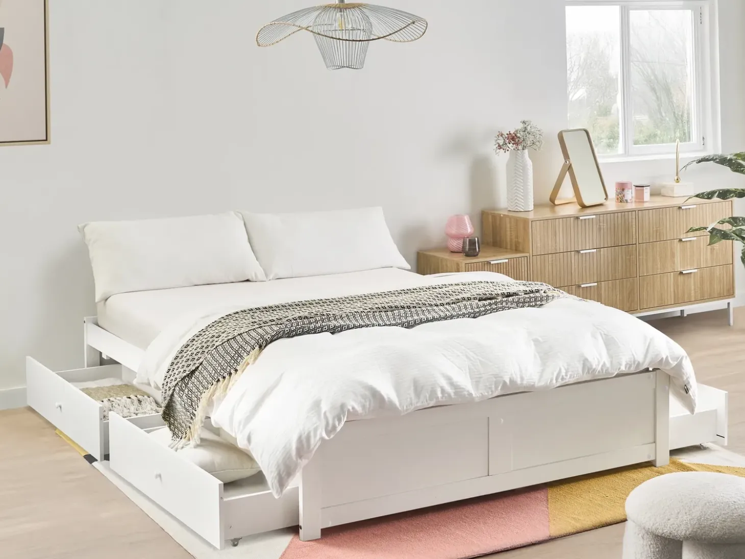 Discount Łóżko z szufladami bez zagłówka BRUX 180 x 200 cm Łóżka Podwójne|Łóżka Z Pojemnikiem