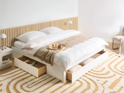 Discount Łóżko z szufladami bez zagłówka GIAT Drewno Biały 180 x 200 cm Łóżka Podwójne|Łóżka Z Pojemnikiem