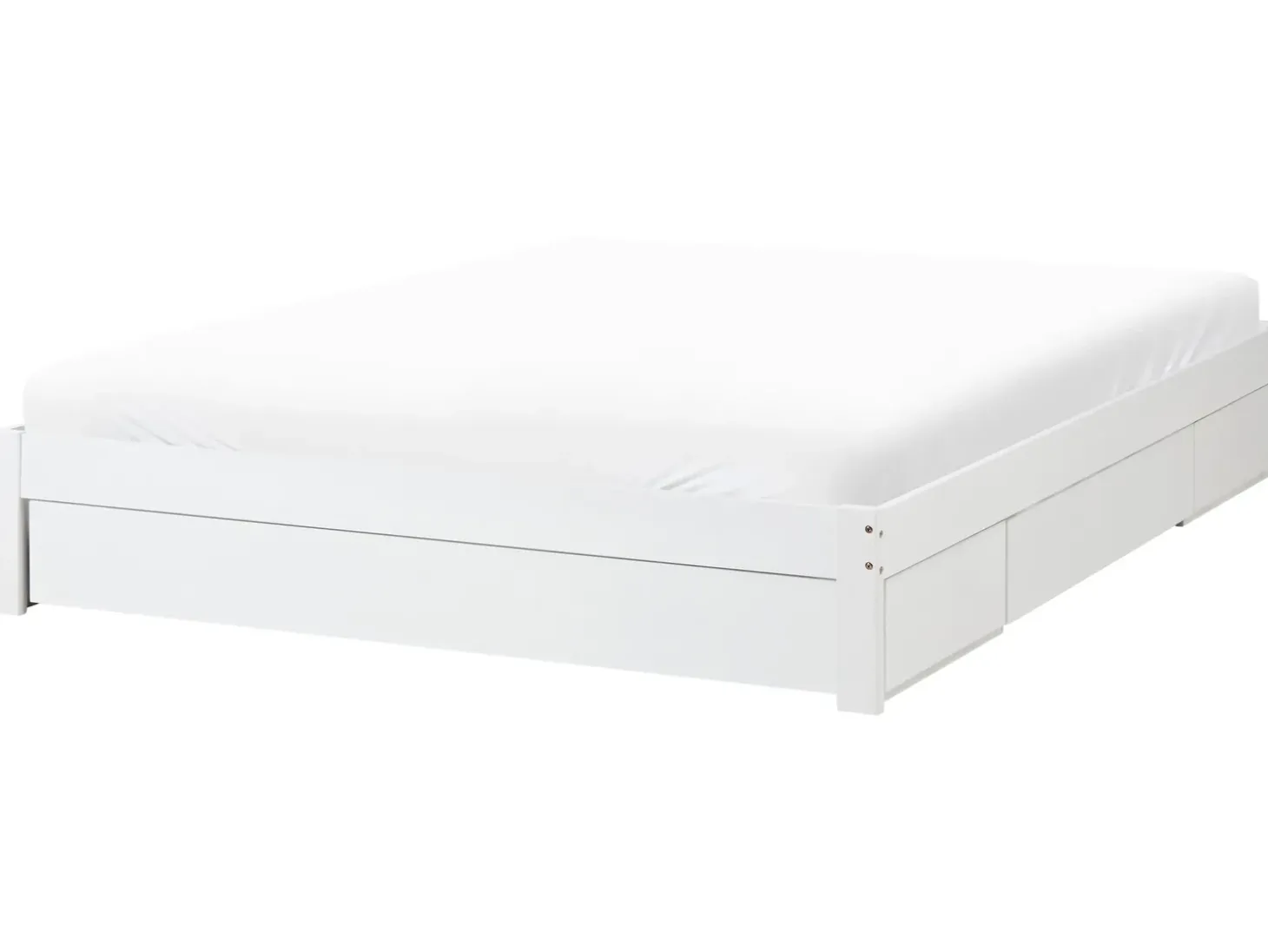 Discount Łóżko z szufladami bez zagłówka GIAT Drewno Biały 180 x 200 cm Łóżka Podwójne|Łóżka Z Pojemnikiem