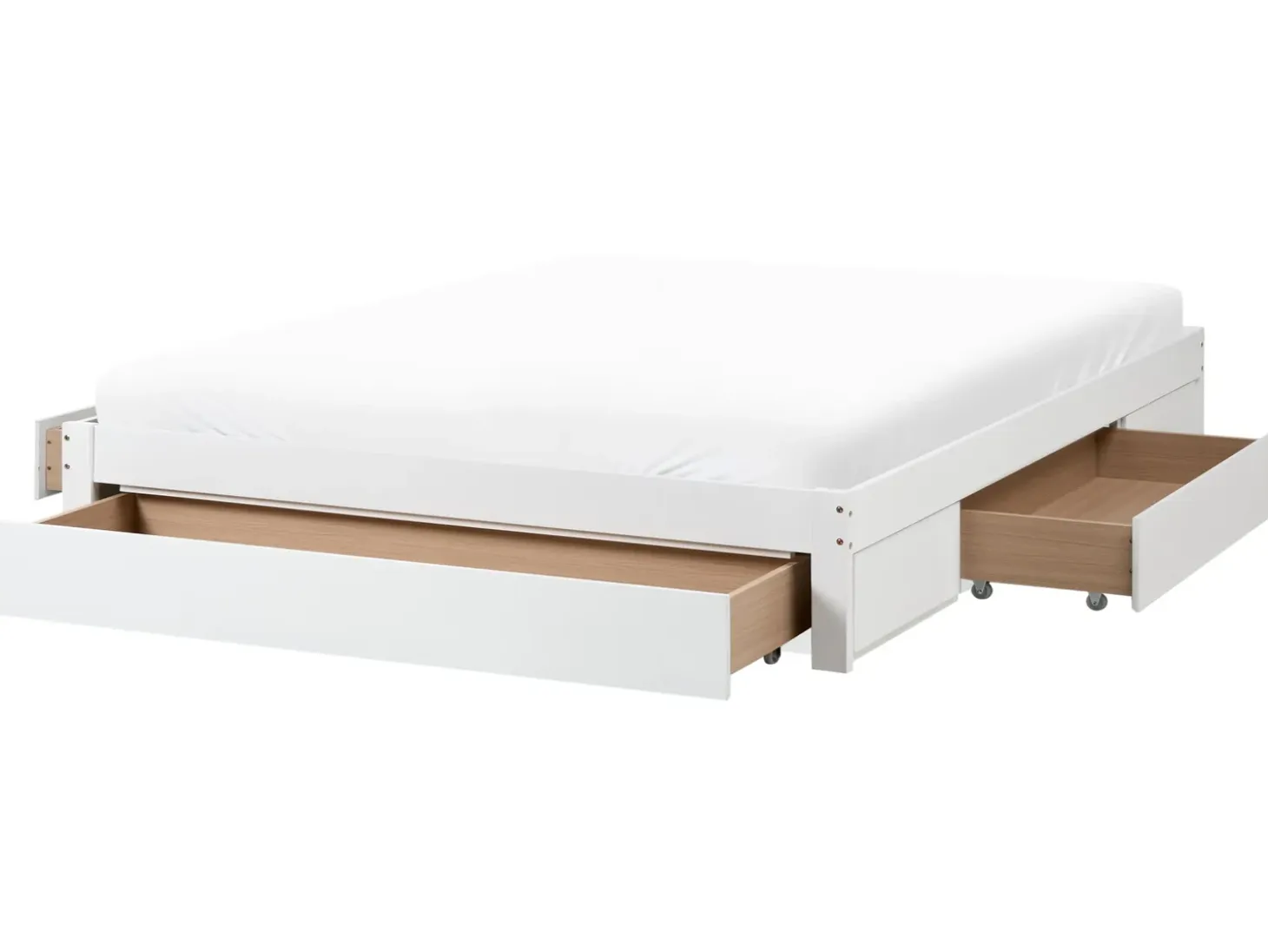 Discount Łóżko z szufladami bez zagłówka GIAT Drewno Biały 180 x 200 cm Łóżka Podwójne|Łóżka Z Pojemnikiem