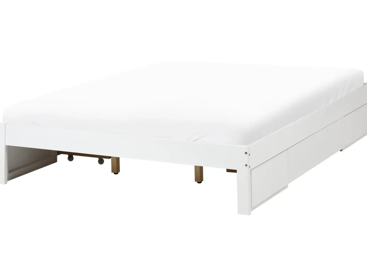 Discount Łóżko z szufladami bez zagłówka GIAT Drewno Biały 180 x 200 cm Łóżka Podwójne|Łóżka Z Pojemnikiem