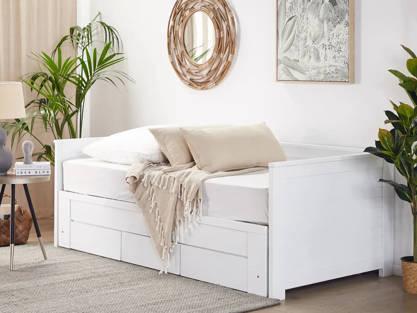 Sale Łóżko z szufladami Drewno CAHORS 90 x 200 cm Łóżka Wysuwane I Dzienne|Wszystkie Łóżka