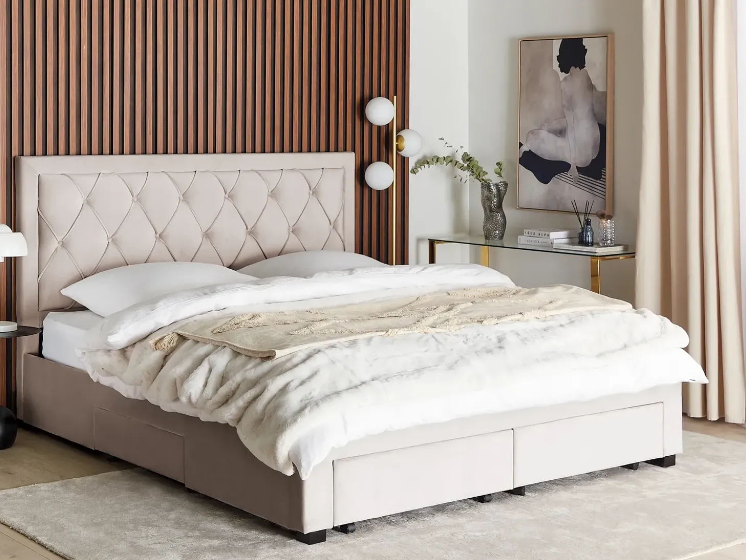 Online Łóżko z szufladami LIEVIN Welur 180 x 200 cm Łóżka Tapicerowane|Łóżka Podwójne