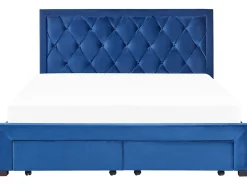 Clearance Łóżko z szufladami LIEVIN Welur Granatowy 180 x 200 cm Łóżka Tapicerowane|Łóżka Podwójne