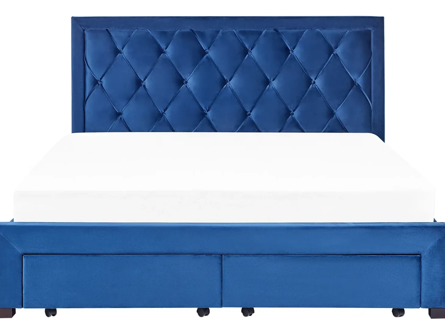Clearance Łóżko z szufladami LIEVIN Welur Granatowy 180 x 200 cm Łóżka Tapicerowane|Łóżka Podwójne