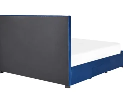 Clearance Łóżko z szufladami LIEVIN Welur Granatowy 180 x 200 cm Łóżka Tapicerowane|Łóżka Podwójne